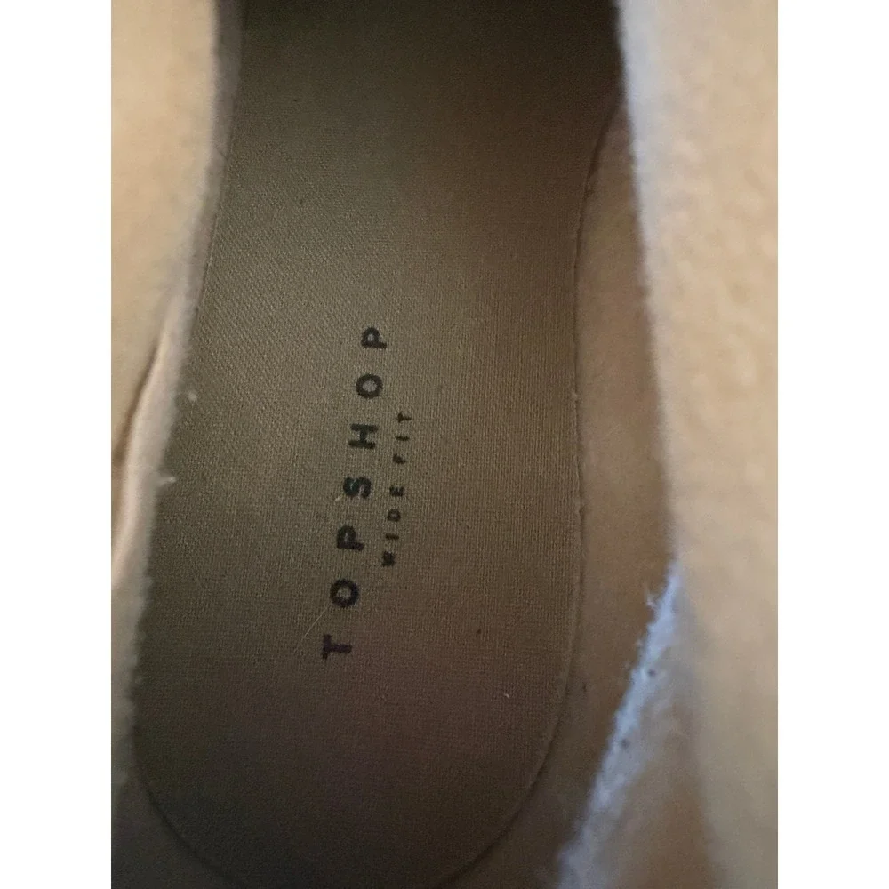 Topshop Wide Fit Cream‎ Ankle Boots Chunky Lug Sole Platform Zip Back US 6 EU 37